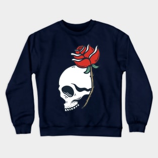 Skull and Red Roses Crewneck Sweatshirt